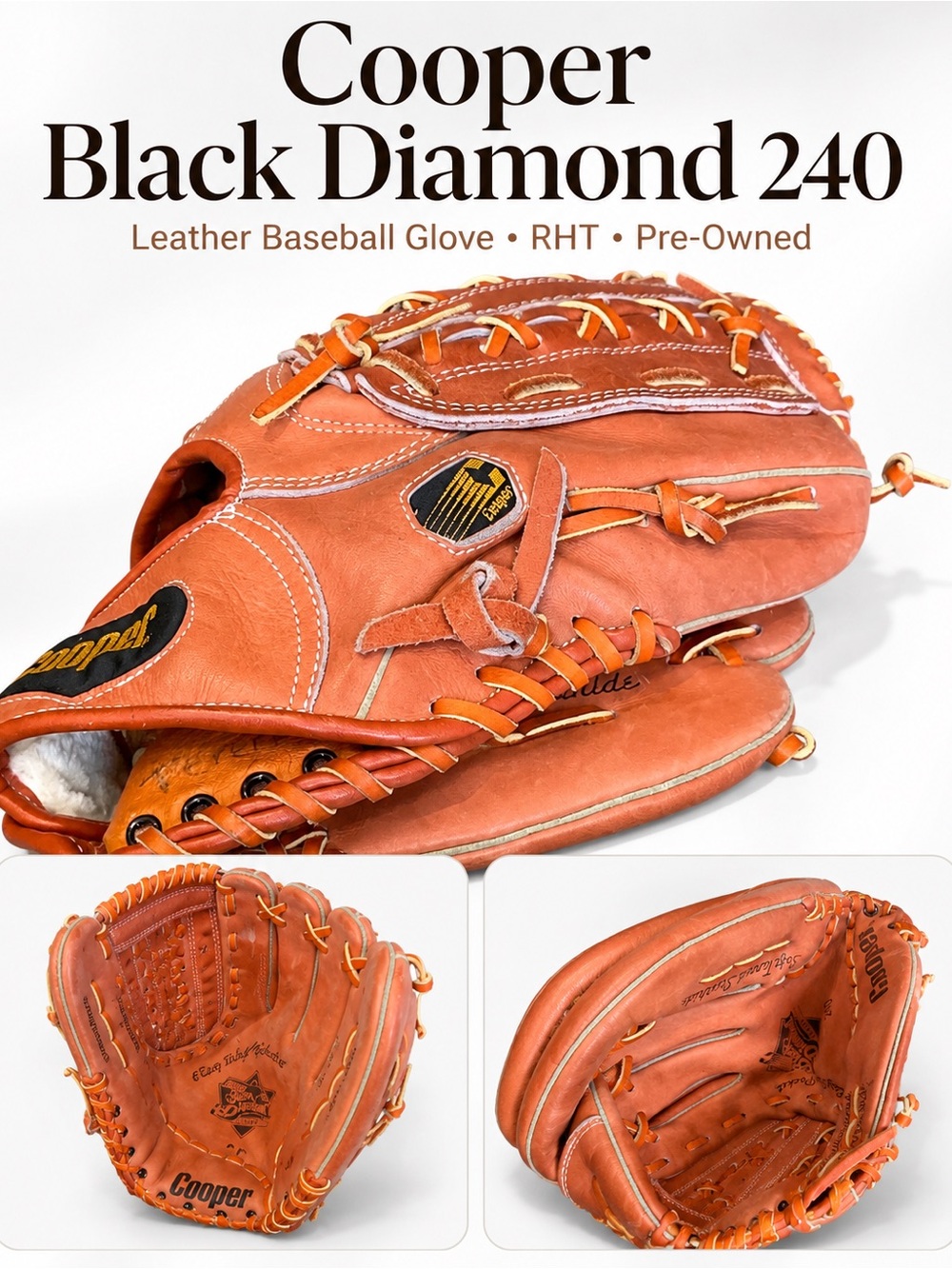 Cooper Black Diamond Series 240 Leather Baseball Glove RHT